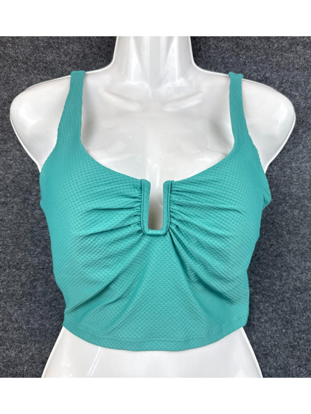 Calia‎ Bikini Top Womens XS Green U Bar Textured Swim Top NWT